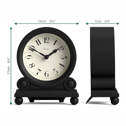 Small Traditional Mantel Clock, Black Desk & Shelf Timepiece
