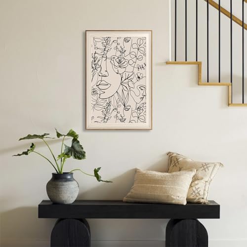 Abstract Framed Wall Art 16x24 Minimalist Line Art Boho Canvas Print