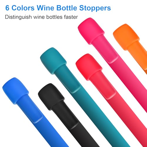 Reusable Silicone Wine Bottle Stoppers - 6 Pack Leak-Proof Wine Savers