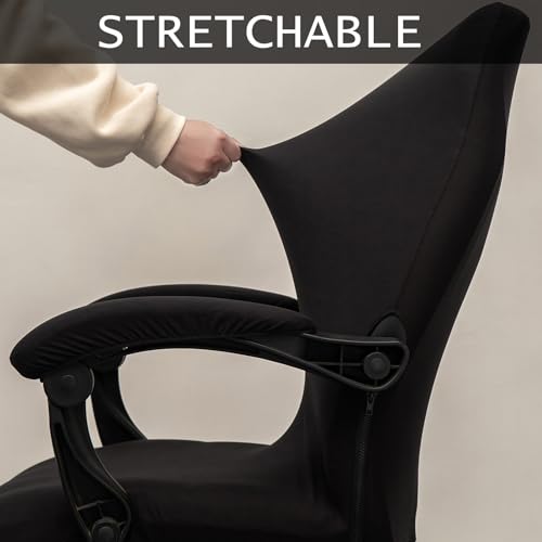 Universal Stretch Desk Chair Cover with Arm Covers - Black