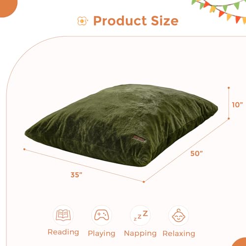 3-in-1 Kids Bean Bag Chair, Convertible Foam Floor Sofa for Play & Lounge