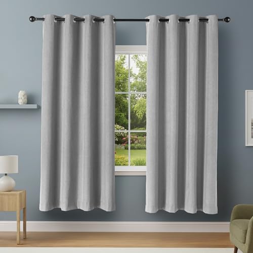 Blackout Curtains with Grommets, Noise Reducing, 52x84 Inches, Dark Gray - Set of 2