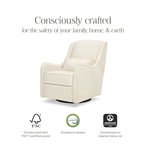 Ivory Nursery Glider Recliner with 360-Degree Swivel and Stain-Repellent Fabric