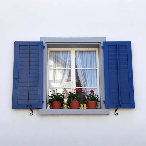 6 Pcs 6.5-Inch S-Style Shutter Dogs, Black Iron Exterior Shutter Tiebacks