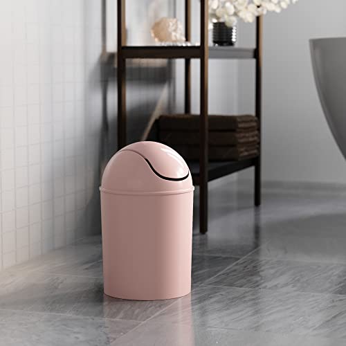Pink Mini Waste Can with Swing-Top Lid, 1.25 Gallon Small Garbage Bin