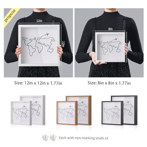 8x8 Inch Travel Adventure Shadow Box with Top Slot - White Memory Frame
