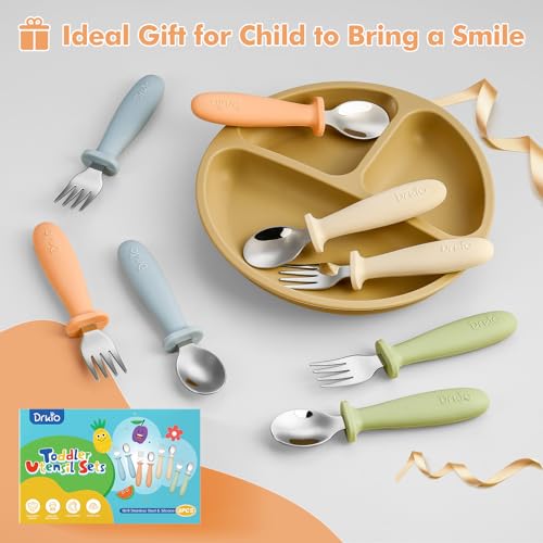 8-Piece Toddler Utensils Set with Silicone Anti-Choke Handles