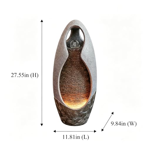 27.5-Inch Modern Floor Standing Water Fountain with Rotating LED Light Ball