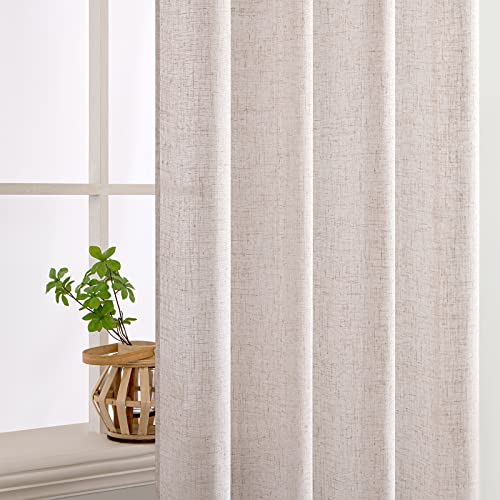 MIULEE Linen Textured Semi Sheer Curtains 52x84 Inch Rod Pocket Drapes