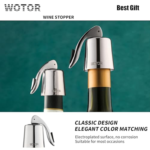 Stainless Steel Wine Bottle Stoppers - Reusable Leakproof Wine Saver (2 Pack)