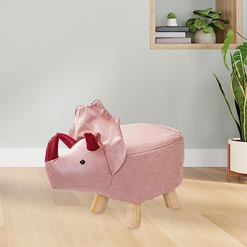 Pink Dragons Wooden Animal Footstool Ottoman for Kids Home Decor