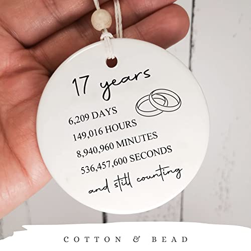 Kusry 17th Anniversary Ornament: 17 Years 6209 Days 149016 Hours – Ceramic Keepsake for Husband Wife, 17th Wedding Gift