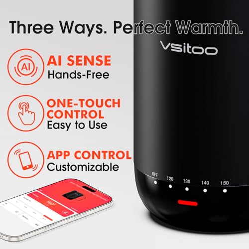 VSITOO S3 Pro 16oz Black Smart Self-Heating Coffee Mug with Temperature Control