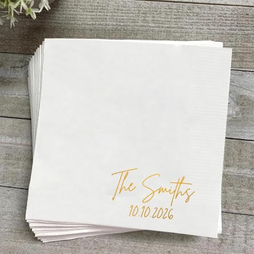 Noni Custom Wedding Napkins Style 3 - Personalized Last Name Reception Decor
