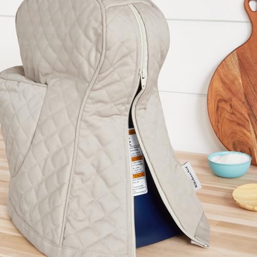 Quilted Cotton Tilt-Head Stand Mixer Cover with Storage Pocket, Tan