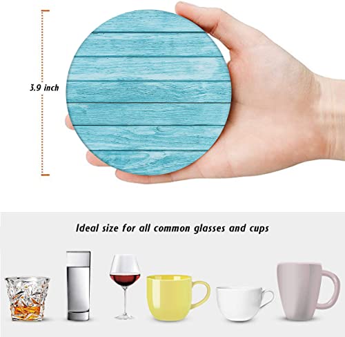 Ceramic Drink Coasters Set of 6 with Cork Non-Slip Base & Metal Holder