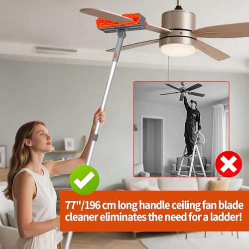 Ceiling Fan Duster with 72-Inch Extendable Handle & Washable Microfiber Heads