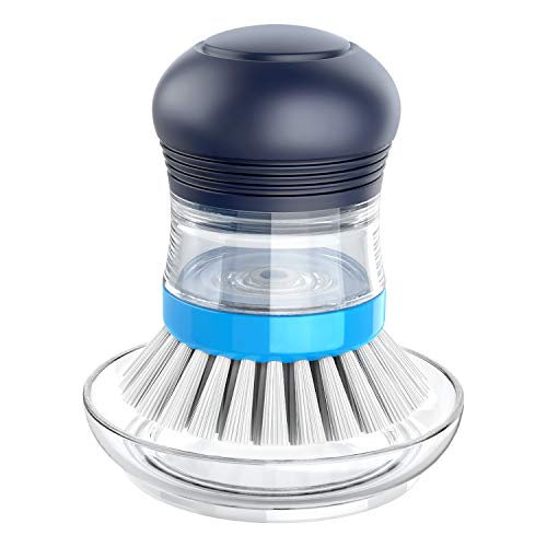 Soap Dispensing Palm Brush with Storage Set - Non-Scratch Dish Scrubber