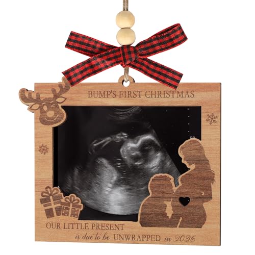 COCHIE 2026 Ultrasound Pregnancy Christmas Keepsake Photo Frame Ornament - Baby Bump Decor