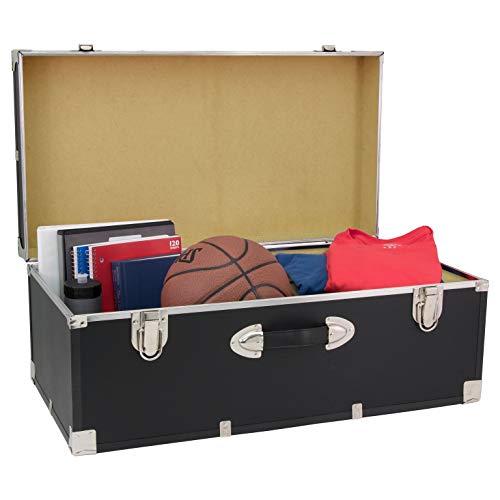 30-Inch Black Storage Trunk with Lock-Down Latches & Easy-Clean Vinyl