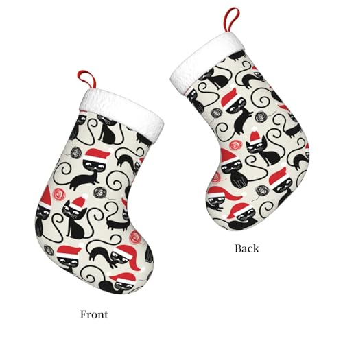 Personalized Christmas Stockings - Cute Funny Cats Kids Holiday Gift, 18 Inch Xmas Decor