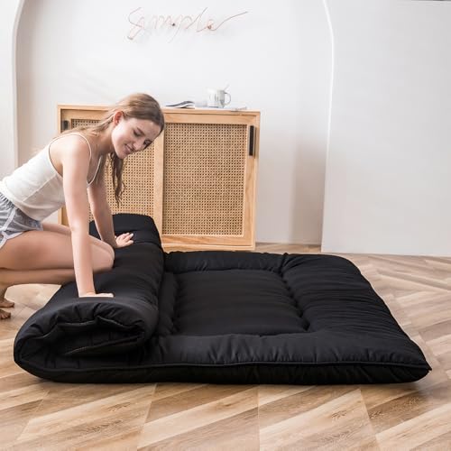 Japanese Floor Mattress 4" Thick Full Size Foldable Futon Roll-Up Sleeping Mat