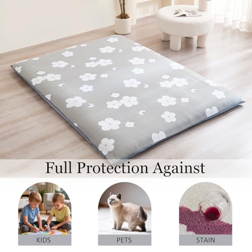 Futon Mattress Cover with Zipper | Anti-Slip Grey Polyester