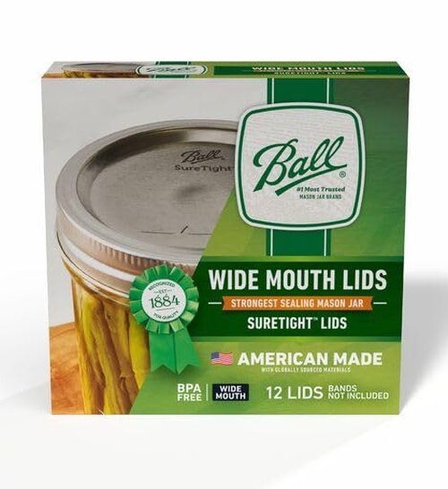 Ball Mason Jar Lids, Wide Mouth, 12 CT (Pack of 6)