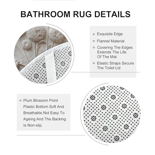Vintage Dandelion 4-Piece Shower Curtain & Bathroom Rug Set - 72x72