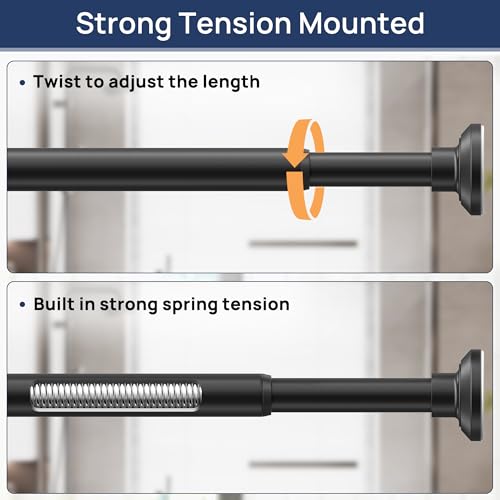 1-Inch Adjustable Tension Shower Curtain Rod, 30-76 Inch, Matte Black