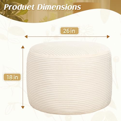 Round Plush Ottoman Foot Rest - Soft Velvet Living Room Pouf