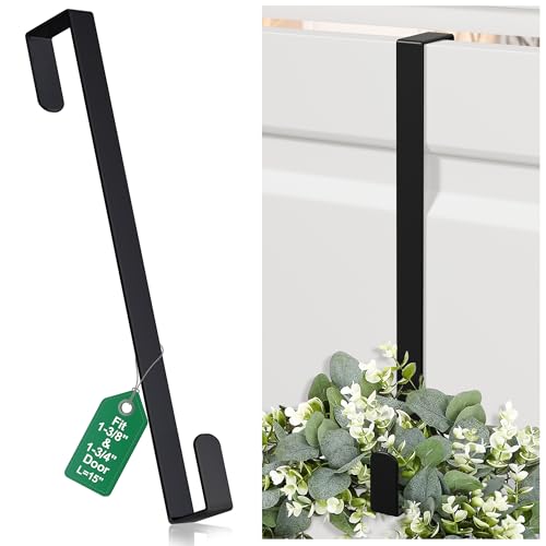 15-Inch Over the Door Wreath Hanger, Reversible Heavy-Duty Steel Door Hook