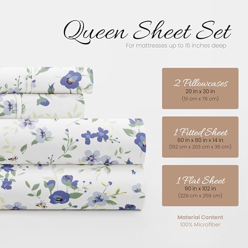 Linen Market 4-Piece Queen Sheet Set - Soft Cooling Sheets, 16" Deep Pocket
