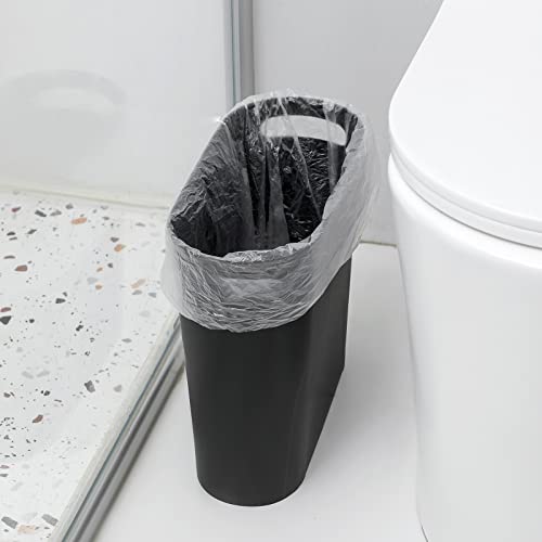 3.5 Gallon Slim Plastic Trash Can with Built-In Handles for Narrow Spaces