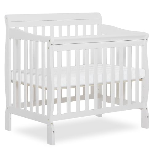 4-in-1 Convertible Mini Baby Crib for Small Spaces - White Solid Wood