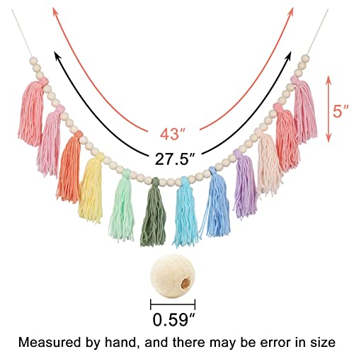 Colorful Cotton Tassel Garland Boho Wall Hanging for Nursery and Parties