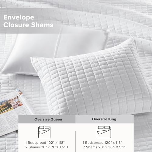 Comfort Spaces Oversized Queen Quilt Set - 3-Piece Lightweight Bedspread