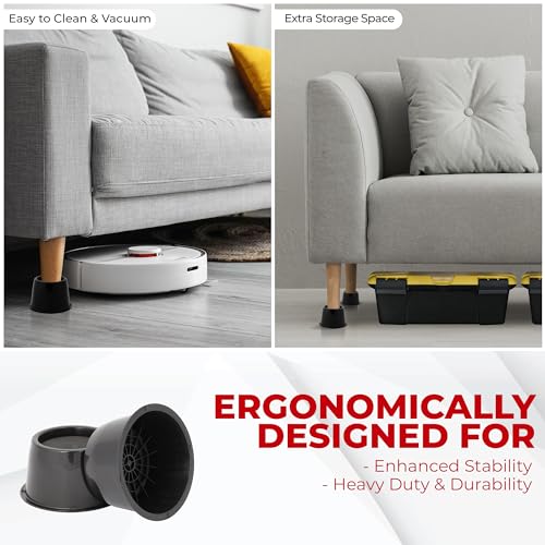 3-Inch Heavy-Duty Bed Risers - 8 Pack Round Furniture Lifts with Anti-Slip Pads