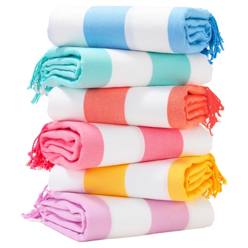 Oversized Turkish Beach Towel, 74x38 Inch Striped Quick-Dry Cotton Blanket