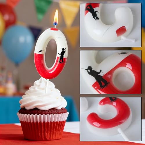 Fishing Bobber Birthday Number Candle, Red and White Cake Topper