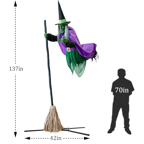 11.5 Ft Animated Hovering Witch Animatronic - Motion & Sound Prop