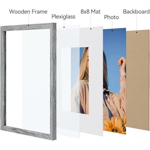 Grey 12x12 Picture Frames Set of 4 Wall Mount Display Vittanly
