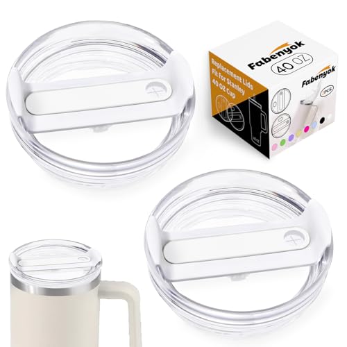 40 oz Tumbler Replacement Lid, Spill-Proof Clear Travel Mug Cover 2-Pack