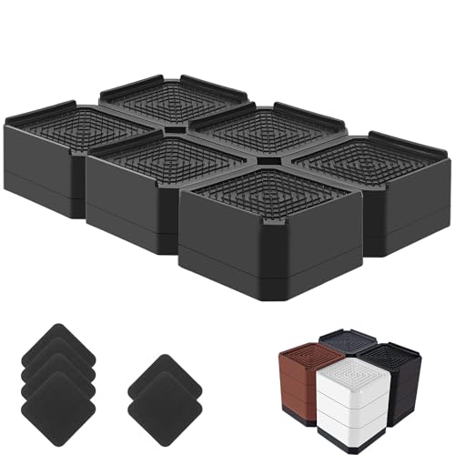 Heavy Duty Bed Risers 1.5-4.3 Inch Adjustable Furniture Lifts 6 Pack