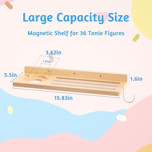 Magnetic Wooden Wall Shelf for Audio Figure Organizer and Charging Station