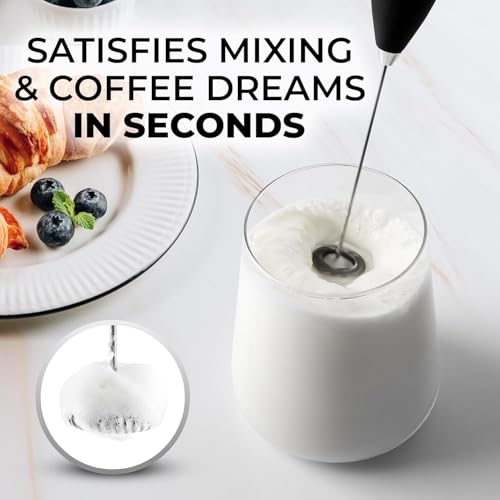 Zulay Kitchen Handheld Electric Milk Frother and Coffee Whisk in Black