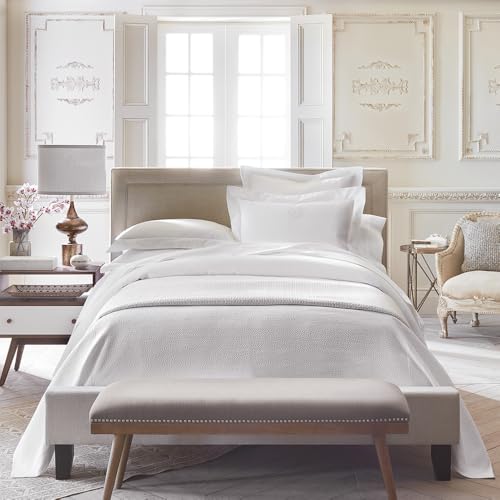 Peacock Alley White Montauk King Coverlet - 100% Egyptian Cotton, Pebble Texture