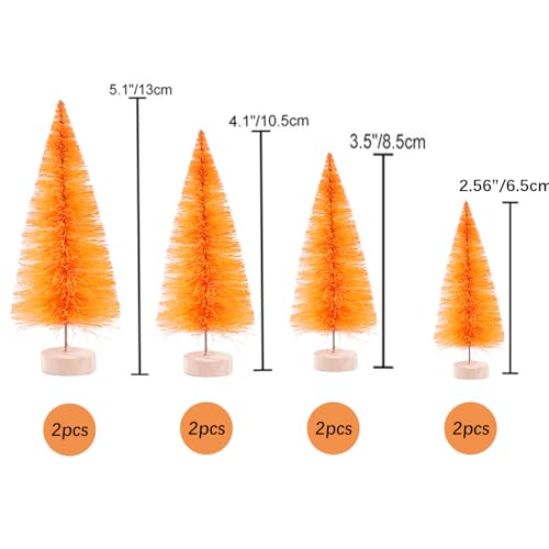 Mini Orange Christmas Tree - 8 Pcs Bottle Brush Holiday Decor