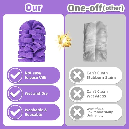 12-Pack Reusable Microfiber Duster Refills with Handle - Washable Dust Pads