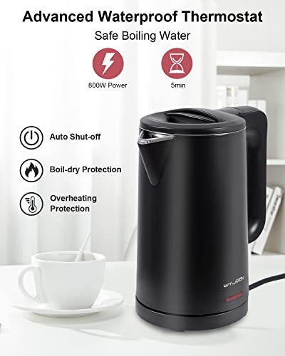 1.0L Electric Kettle Stainless Steel Fast Boil Auto Shut-Off Compact Water Warmer